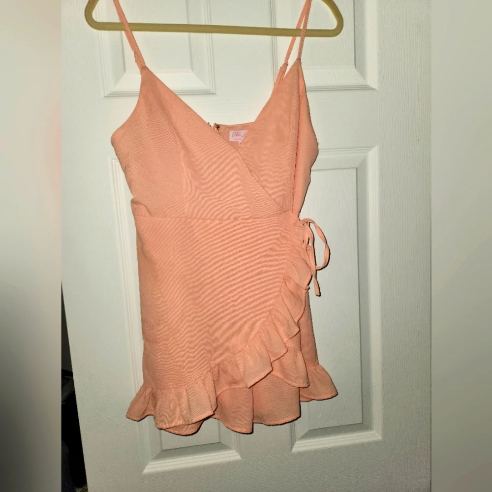 Peach Pink Lily Romper - Picture 1 of 7
